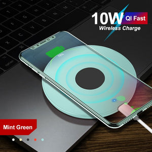 10w Qi Fast wireless Charging For Iphone 11 Pro X Xs Max XR For Samsung S8 S9 S10 Plus Note 10 9 Charging Pad wireless Charger