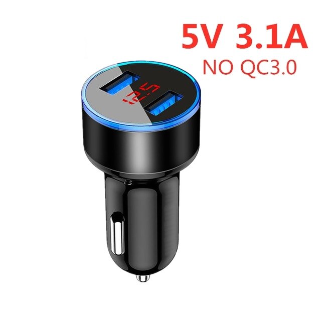 ROCK QC 3.0 Metal Dual USB Phone Car Charger Digital Display For iPhone Xiaomi Samsung Fast Charging Voltage Monitoring