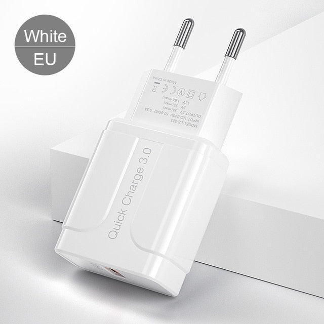 YKZ Quick Charge 3.0 18W QC 3.0 4.0 Fast charger USB portable Charging Mobile Phone Charger For iPhone Samsung Xiaomi Huawei