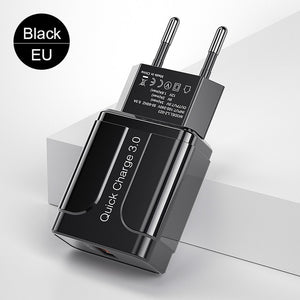 YKZ Quick Charge 3.0 18W QC 3.0 4.0 Fast charger USB portable Charging Mobile Phone Charger For iPhone Samsung Xiaomi Huawei