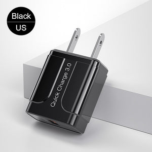 YKZ Quick Charge 3.0 18W QC 3.0 4.0 Fast charger USB portable Charging Mobile Phone Charger For iPhone Samsung Xiaomi Huawei