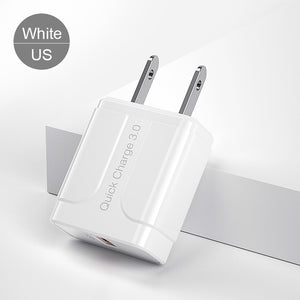 YKZ Quick Charge 3.0 18W QC 3.0 4.0 Fast charger USB portable Charging Mobile Phone Charger For iPhone Samsung Xiaomi Huawei