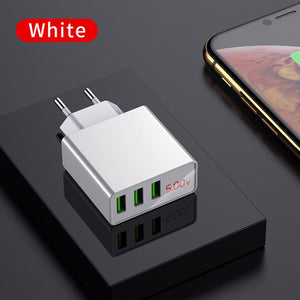 LED Display EU  3 Port USB Charger 3A Mobile Phone USB Charger Fast Charging Wall Charger For iPhone 11 Samsung Xiaomi Huawei