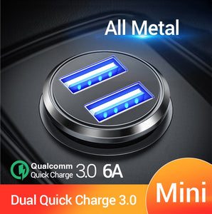 FIVI Dual QC 3.0  Car Charger for mobile phone PD3.0 Charger for iphone 11 pro Samsung huawei xiaomi mini car charger All Metal