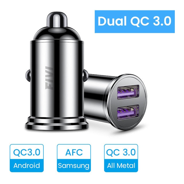 FIVI Dual QC 3.0  Car Charger for mobile phone PD3.0 Charger for iphone 11 pro Samsung huawei xiaomi mini car charger All Metal