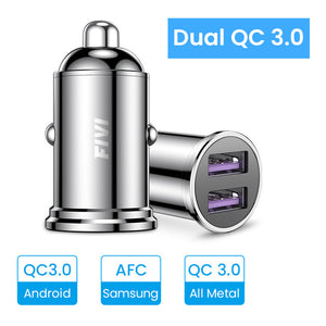 FIVI Dual QC 3.0  Car Charger for mobile phone PD3.0 Charger for iphone 11 pro Samsung huawei xiaomi mini car charger All Metal