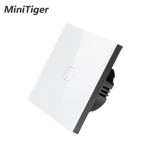 Minitiger Luxury Wall Touch Sensor Switch EU/UK Standard Light Gray Crystal Glass Touch Switch Power 1/2/3 Gang 1 Way AC 220