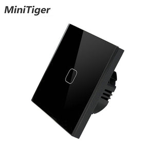 Minitiger Luxury Wall Touch Sensor Switch EU/UK Standard Light Gray Crystal Glass Touch Switch Power 1/2/3 Gang 1 Way AC 220