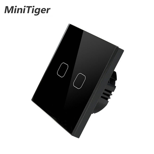 Minitiger Luxury Wall Touch Sensor Switch EU/UK Standard Light Gray Crystal Glass Touch Switch Power 1/2/3 Gang 1 Way AC 220