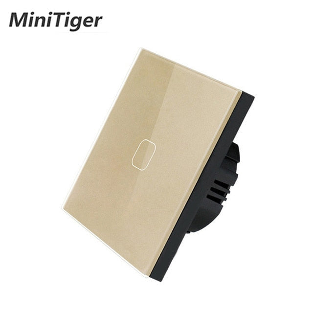 Minitiger Luxury Wall Touch Sensor Switch EU/UK Standard Light Gray Crystal Glass Touch Switch Power 1/2/3 Gang 1 Way AC 220