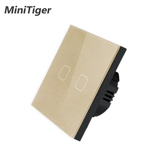 Minitiger Luxury Wall Touch Sensor Switch EU/UK Standard Light Gray Crystal Glass Touch Switch Power 1/2/3 Gang 1 Way AC 220