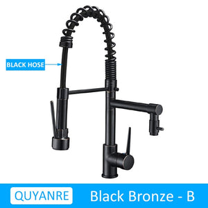 Blackend Spring Kitchen Faucet Pull out Side Sprayer Dual Spout Single Handle Mixer Tap Sink Faucet 360 Rotation Kitchen Faucets