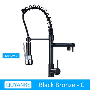 Blackend Spring Kitchen Faucet Pull out Side Sprayer Dual Spout Single Handle Mixer Tap Sink Faucet 360 Rotation Kitchen Faucets