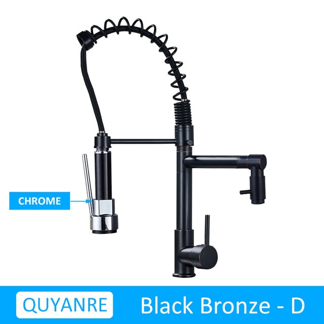 Blackend Spring Kitchen Faucet Pull out Side Sprayer Dual Spout Single Handle Mixer Tap Sink Faucet 360 Rotation Kitchen Faucets