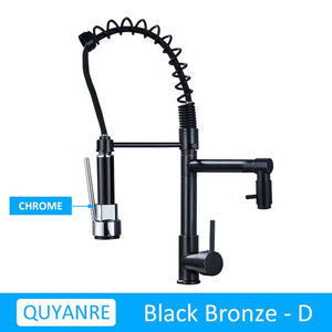 Blackend Spring Kitchen Faucet Pull out Side Sprayer Dual Spout Single Handle Mixer Tap Sink Faucet 360 Rotation Kitchen Faucets