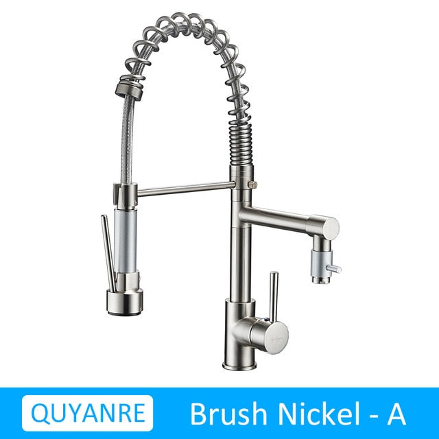 Blackend Spring Kitchen Faucet Pull out Side Sprayer Dual Spout Single Handle Mixer Tap Sink Faucet 360 Rotation Kitchen Faucets