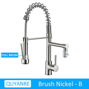 Blackend Spring Kitchen Faucet Pull out Side Sprayer Dual Spout Single Handle Mixer Tap Sink Faucet 360 Rotation Kitchen Faucets