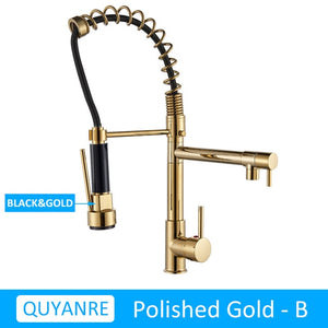 Blackend Spring Kitchen Faucet Pull out Side Sprayer Dual Spout Single Handle Mixer Tap Sink Faucet 360 Rotation Kitchen Faucets