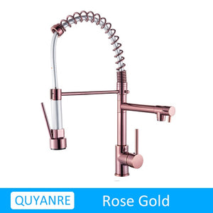 Blackend Spring Kitchen Faucet Pull out Side Sprayer Dual Spout Single Handle Mixer Tap Sink Faucet 360 Rotation Kitchen Faucets