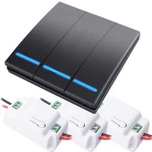SMATRUL 1/2/3 gang 433Mhz smart push Wireless Switch Light RF Remote Control 110V 220V Receiver Wall Panel button Ceiling Lamp