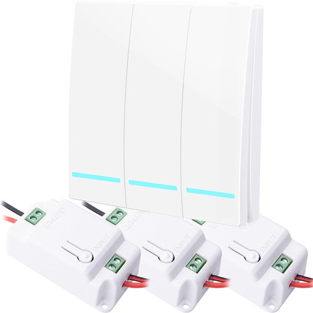 SMATRUL 1/2/3 gang 433Mhz smart push Wireless Switch Light RF Remote Control 110V 220V Receiver Wall Panel button Ceiling Lamp