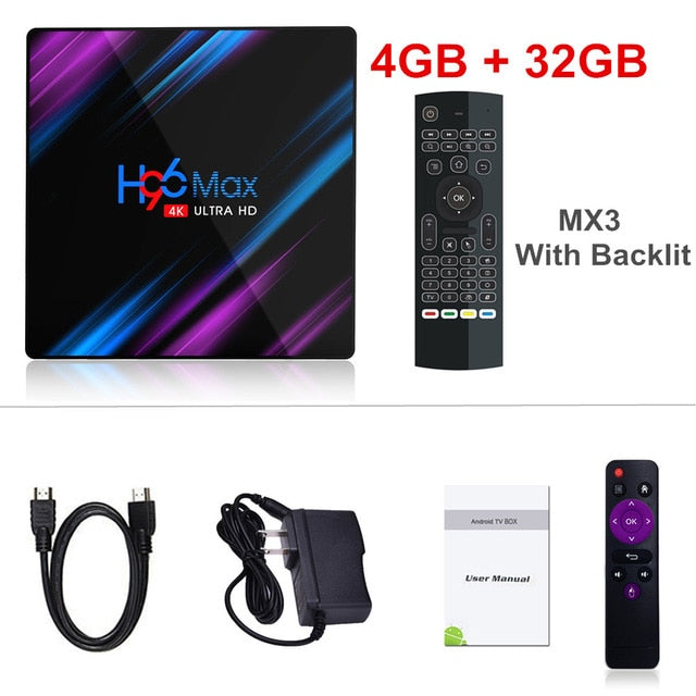 Android 9.0 TV Box H96 Max Rockchip RK3318 4K Smart TV Box 2.4G&5G Wifi BT4.0 H96Max 4GB 64GB Media Player Android Set Top Box