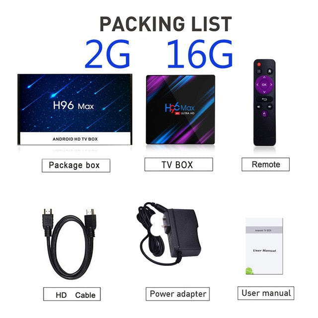 Android 9.0 TV Box H96 Max Rockchip RK3318 4K Smart TV Box 2.4G&5G Wifi BT4.0 H96Max 4GB 64GB Media Player Android Set Top Box