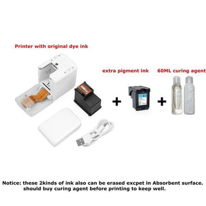 Handheld Mobile Printer Paperless Multi-surface tattoo photo logo pattern bar code Multipurpose Portable MINI Color Printer