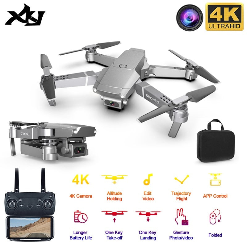 XKJ 2020 nuevo E68 WIFI FPV Mini Drone con gran angular HD 4K 1080P CÁMARA DE ALTO Modo de espera RC plegable Quadcopter Dron regalo