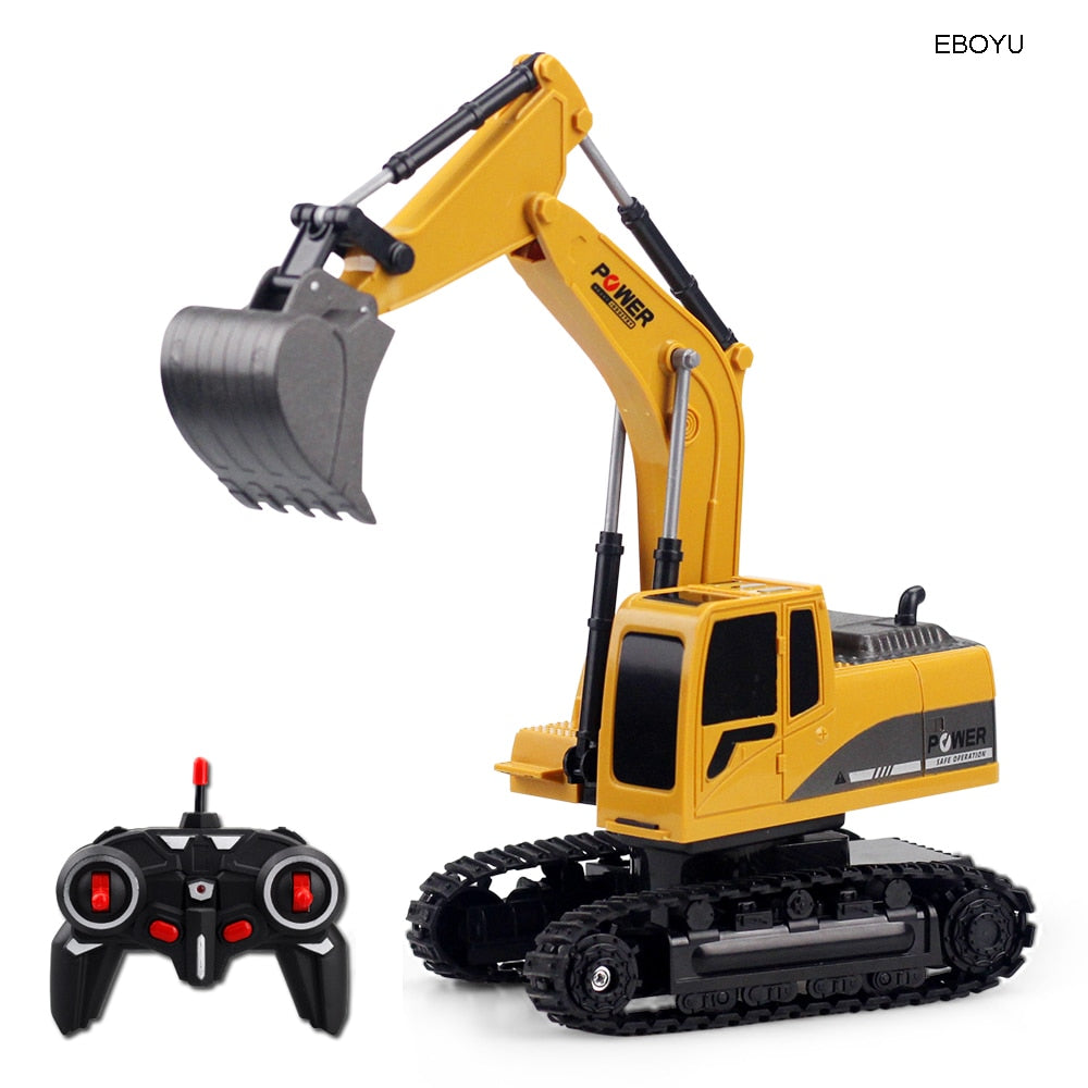 EBOYU 258-1 2.4Ghz 6CH 1:24 RC Excavator Mini RC Truck Rechargeable Simulated Excavator Gift Toy for Kids