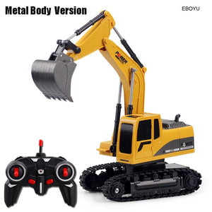 EBOYU 258-1 2.4Ghz 6CH 1:24 RC Excavator Mini RC Truck Rechargeable Simulated Excavator Gift Toy for Kids