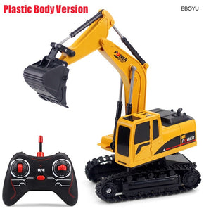 EBOYU 258-1 2.4Ghz 6CH 1:24 RC Excavator Mini RC Truck Rechargeable Simulated Excavator Gift Toy for Kids