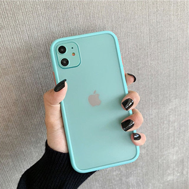 Mint Hybrid Simple Matte Bumper Phone Case for Iphone 11 Case Pro Max Xr Xs 6s 8 7 Plus Shockproof Soft Tpu Silicone Clear Cover