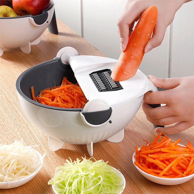 Magic Multifunctional Rotate Vegetable Cutter With Drain Basket Kitchen Veggie Fruit Shredder Grater Slicer Drop Shipping