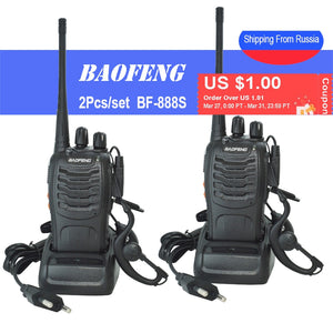 2Pcs/set baofeng BF-888S Walkie Talkie Portable radio station BF888s 5W BF 888S Comunicador Transmitter Transceiver radio set