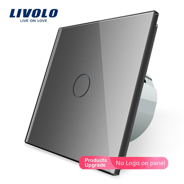 Livolo luxury Wall Touch Sensor Switch,EU Standard Light Switch,Crystal Glass switch power,1Gang 1Way Switch,220-250,C701-1/2/5