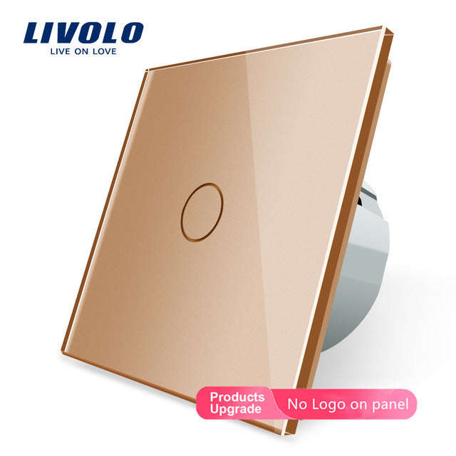 Livolo luxury Wall Touch Sensor Switch,EU Standard Light Switch,Crystal Glass switch power,1Gang 1Way Switch,220-250,C701-1/2/5