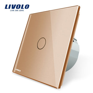 Livolo luxury Wall Touch Sensor Switch,EU Standard Light Switch,Crystal Glass switch power,1Gang 1Way Switch,220-250,C701-1/2/5