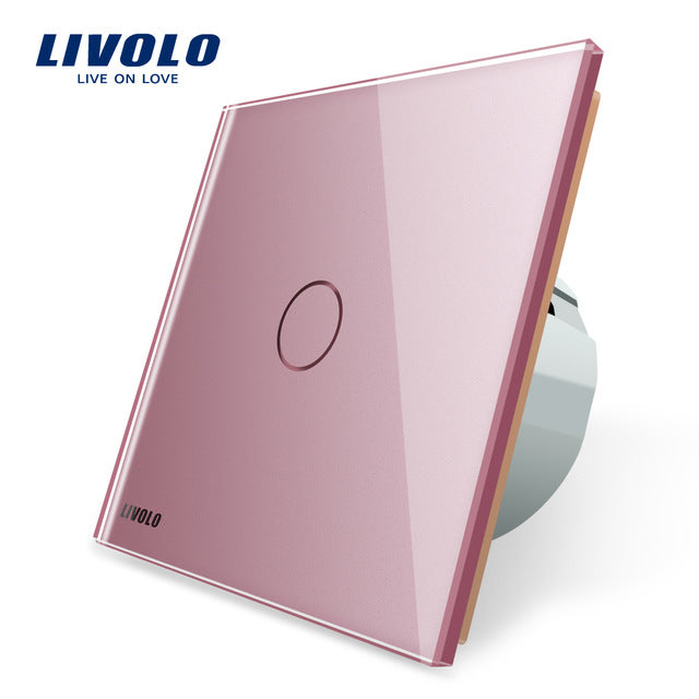 Livolo luxury Wall Touch Sensor Switch,EU Standard Light Switch,Crystal Glass switch power,1Gang 1Way Switch,220-250,C701-1/2/5