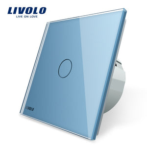 Livolo luxury Wall Touch Sensor Switch,EU Standard Light Switch,Crystal Glass switch power,1Gang 1Way Switch,220-250,C701-1/2/5