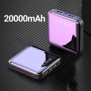 Power Bank 20000mAh Portable Charging Poverbank Mobile Phone LED Mirror Back Power Bank External Battery Pack Powerbank