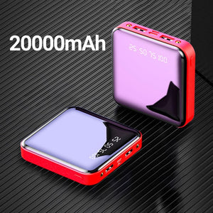 Power Bank 20000mAh Portable Charging Poverbank Mobile Phone LED Mirror Back Power Bank External Battery Pack Powerbank