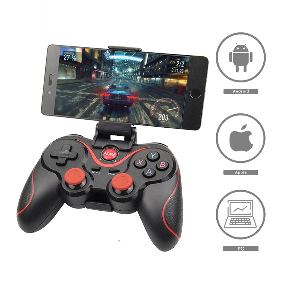 Venta al por mayor Terios T3 X3 Joystick inalámbrico Gamepad controlador de juego bluetooth BT3.0 Joystick para teléfono móvil Tablet TV Box Holder