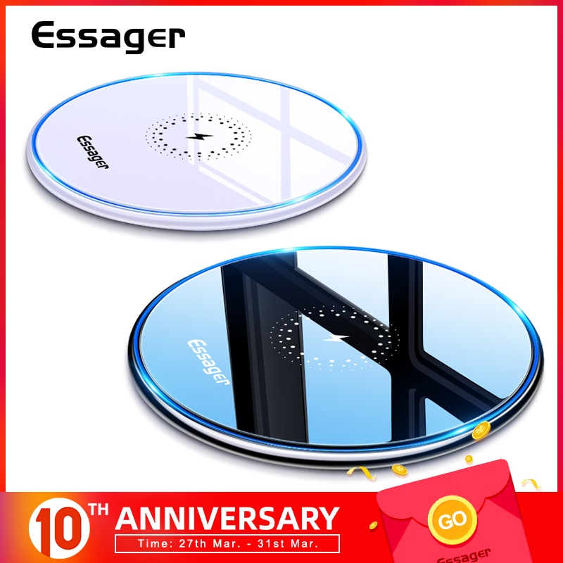 Essager 10W Qi Wireless Charger For iPhone 11 Pro Xs Max X Xr 8 Induction Fast Wireless Charging Pad For Samsung S20 Xiaomi mi 9