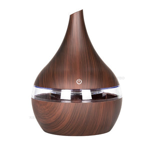 KBAYBO 300ml USB Electric Aroma air diffuser wood grain Ultrasonic air humidifier cool mist maker with 7 colors lights for home