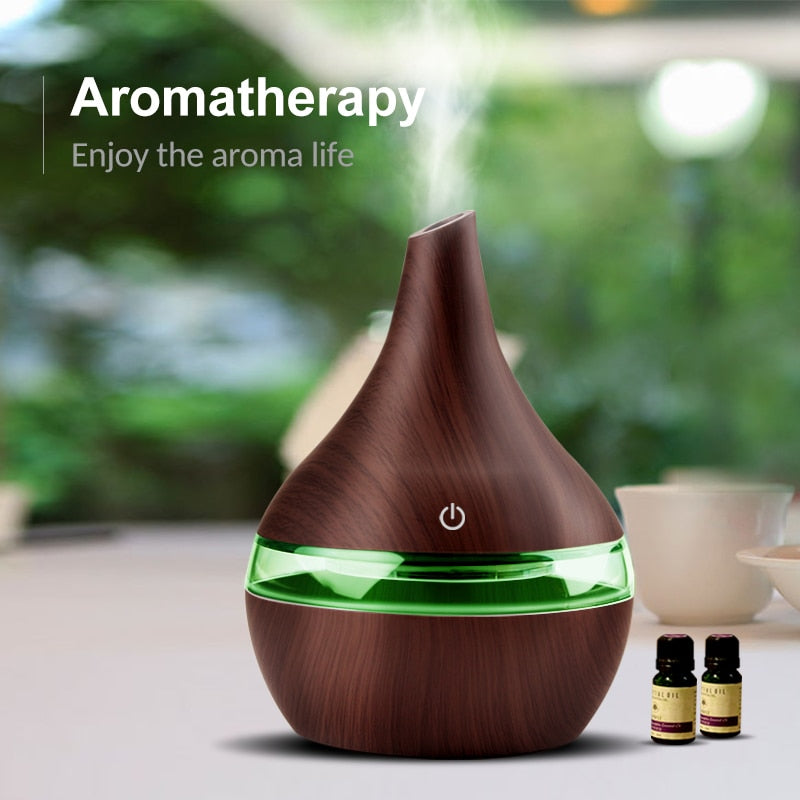 Diffuseur d'air à arôme électrique USB, en bois, humidificateur d'air, ultrasons en bois, huile essentielle, aromathérapie, Cool, dispositif de brouillard pour la maison, 300ML