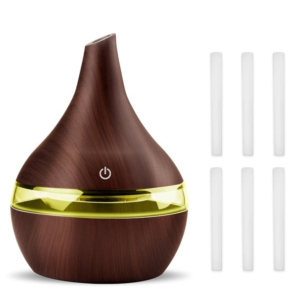 Diffuseur d'air à arôme électrique USB, en bois, humidificateur d'air, ultrasons en bois, huile essentielle, aromathérapie, Cool, dispositif de brouillard pour la maison, 300ML