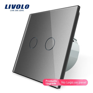 Livolo 2 Gang 1 Way Wall Light Touch Switch,Wall home switch,Crystal Glass Switch Panel, EU Standard,  220-250V,C702-1/2/3/5