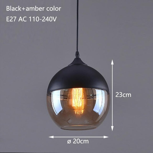 Nordic Modern loft hanging Glass Pendant Lamp Fixtures E27 E26 LED Pendant lights for Kitchen Restaurant Bar living room bedroom