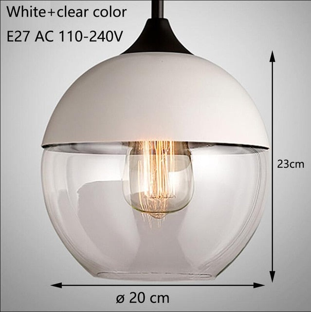 Nordic Modern loft hanging Glass Pendant Lamp Fixtures E27 E26 LED Pendant lights for Kitchen Restaurant Bar living room bedroom